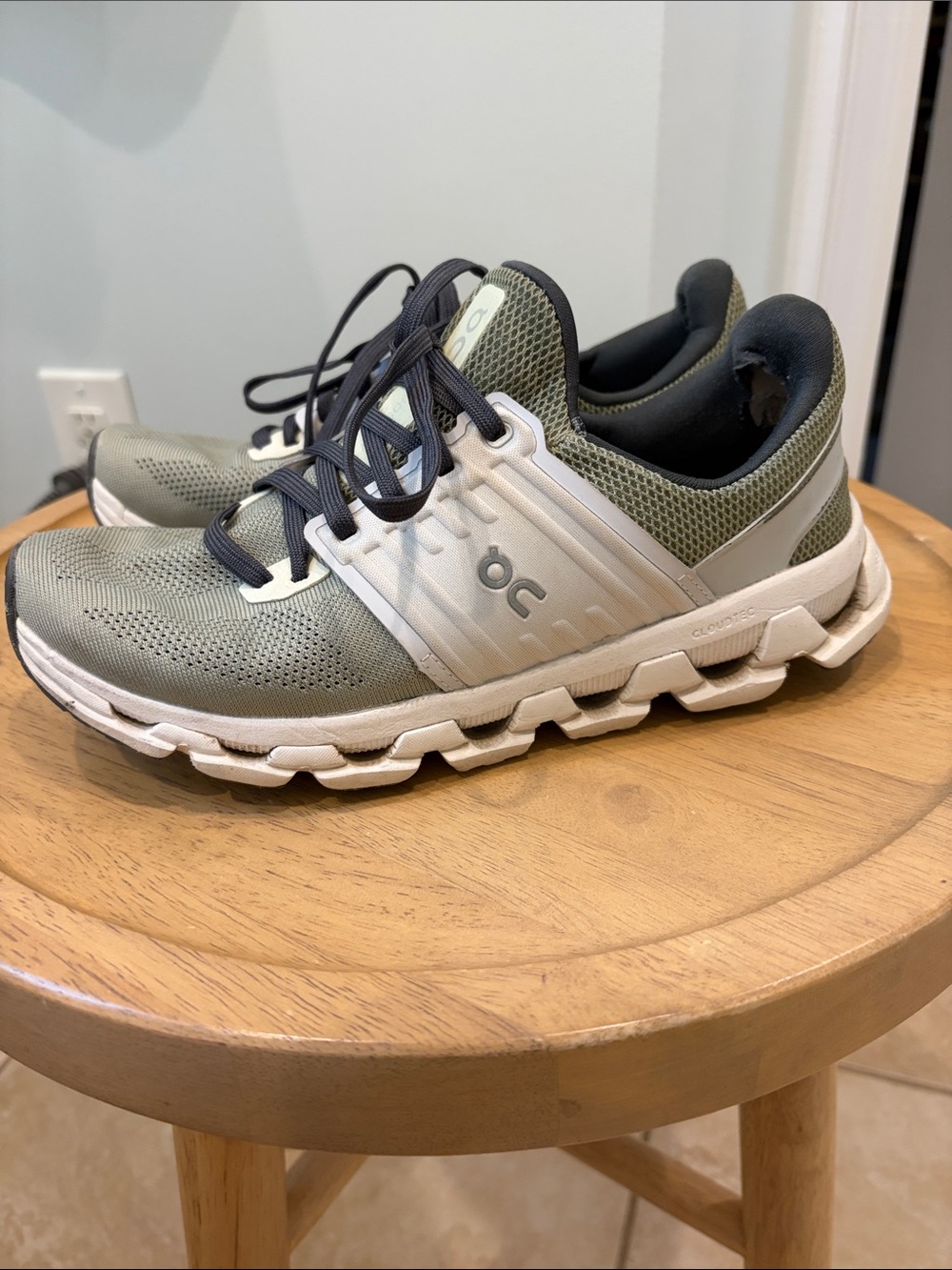 On Running Women's Cloudrunner Sneakers in Olive Green and White